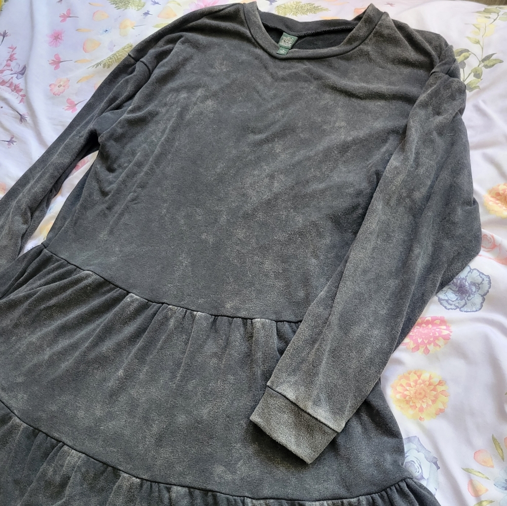 Wild Fable Babydoll Dress Grey/Black Mineral Wash